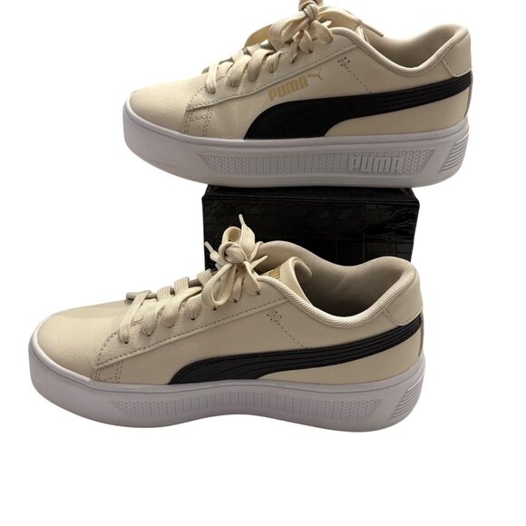 Puma Womens Platforms 390758-08 Beige & Black Sneakers With Lace-Up Closure - Picture 2 of 16